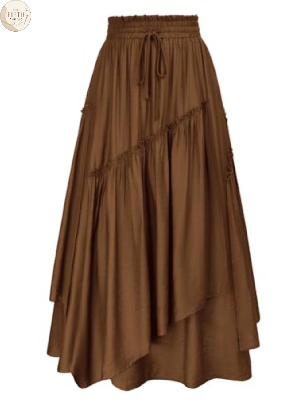 Renaissance Flowy Tiered A-Line Maxi Skirt with Pockets and Drawstring